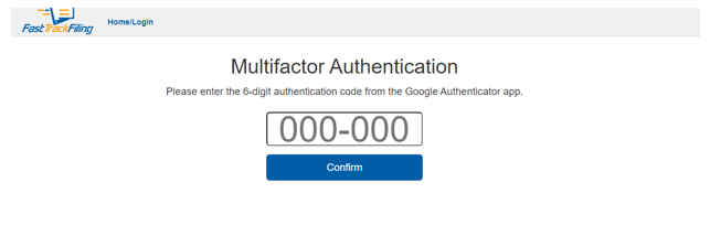 Box to enter the 6-digit authentication code from the Google Authenticator app when logging in using MFA